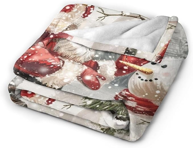 Christmas Snowman Blanket Santa Claus Throw Blanket Flannel Stuff Merch Cozy Decor Fleece Soft Plush Fuzzy Warm Lightweight Bedding Snowman Lover Gifts for Women Men Girl Boy Couch Soft 50"X40"