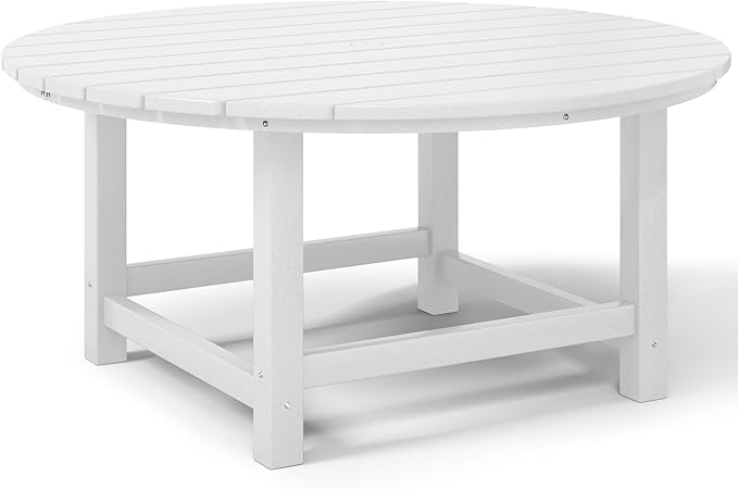 Costaelm Kids Dinner Table, Toddler Play Desk Student Desk Outdoor Childrens Picnic Tables for Children Arts & Crafts, Snack Time, Multi-Activity Table for Ages 2-8 in Home/Outside, White