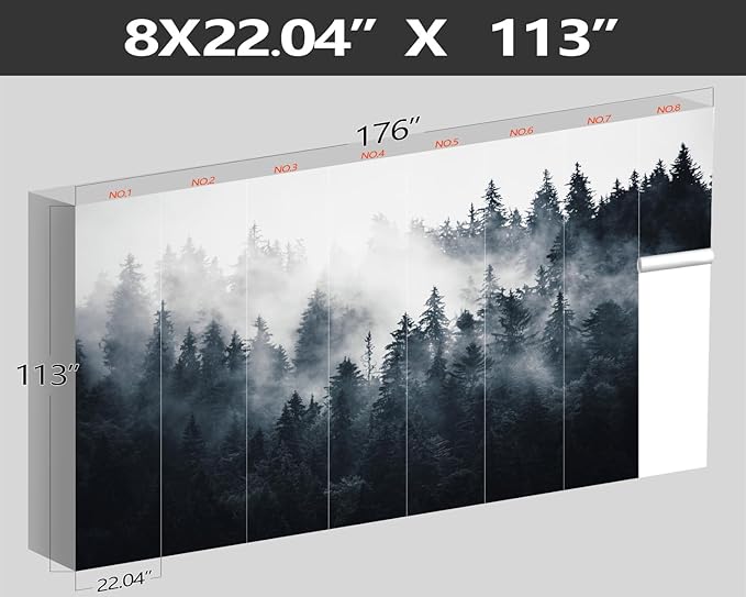 XMPMBM-Misty Forest Fabric Wallpaper Pine Forest Living Room Bedroom Bathroom Wall Mural-W 176" X H 113"（138 Square Foot）
