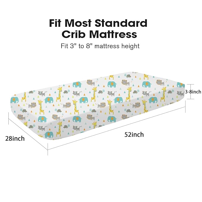 Little Grape Land Crib Sheets 2 Pack for Boys and Girls, Baby Neutral Crib Fitted Sheets for Standard Crib & Toddler Mattress, Super Soft Breathable Fitted Crib Sheet Set, Woodland Animal