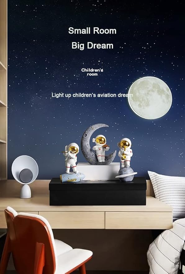 Paimuni Resin Astronaut Figurine Gold Flute Spaceman Statue for Desktop Bookshelf Office Living Room