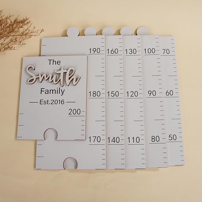 Custom Wooden Kids Height Chart with Name Date - Cute Wall Growth Measurement Ruler for Baby Boys & Girls, Nursery & Room Decor - Easy Install, Premium Wood
