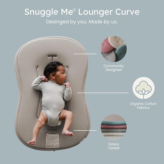 snuggle me® Baby Lounger Curve (Birch) + Lounger Cover (Birch) - Bundle