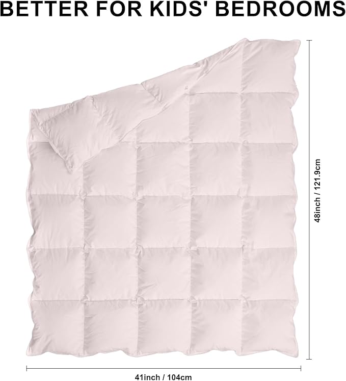 zzlamb Toddler Comforter Baby Down Blanket, Lightweight & Breathable Small Crib Quilt All Season Duvet Insert, Soft Brushed Noiseless Shell Down Proof Machine Washable, Cherry Pink 41x48in