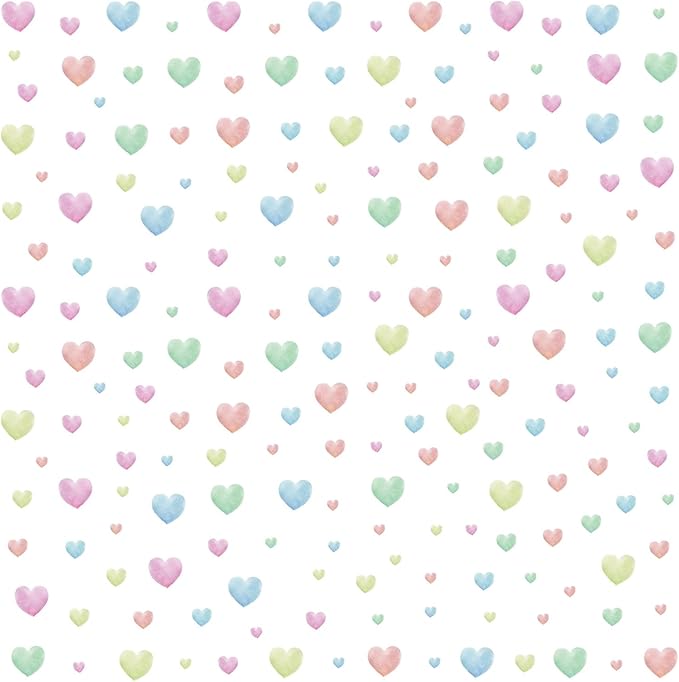 Watercolor Heart Wall Stickers,Colorful Heart Wall Decals,Easy to Peel and Stick Multicolor Heart Wall Decoration for Kids Bedroom Wallpapper Nursery Living Room Classroom Wall Décor