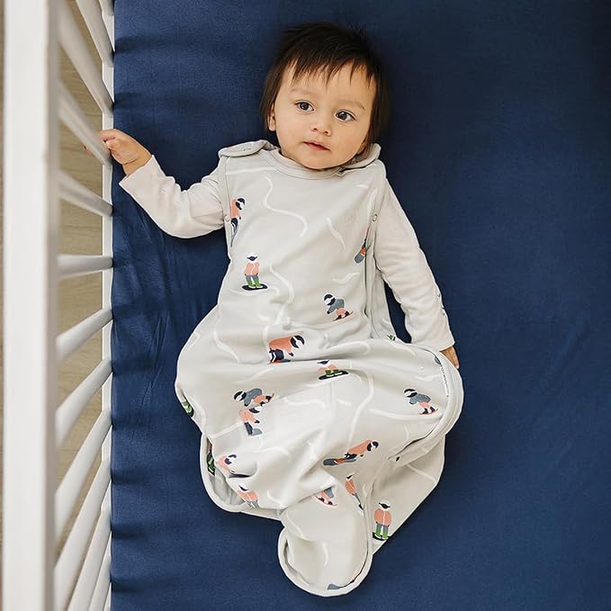 Woolino Merino Wool & Organic Cotton Baby Sleep Sack 2-24 Months – Ultimate 4-Season Baby Sleeping Bag, Universal Size Wearable Blanket, 2-Way Zipper & Adjustable Fit, Year-Round Use - Snowboarder