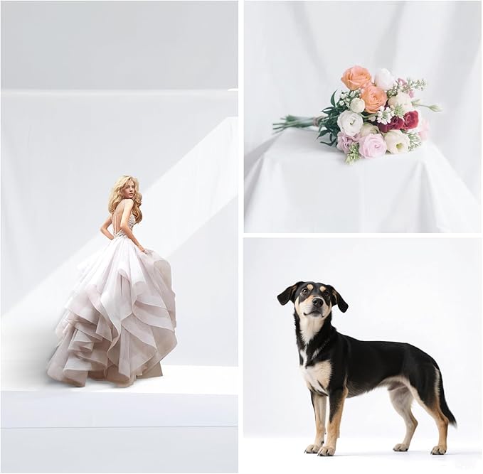 YSKE-Y1 10x7 FT White Seamless Fabric Photo Backdrop with 3.1-Inch Rod Pocket for Photography Studio, Video Shoot, Party