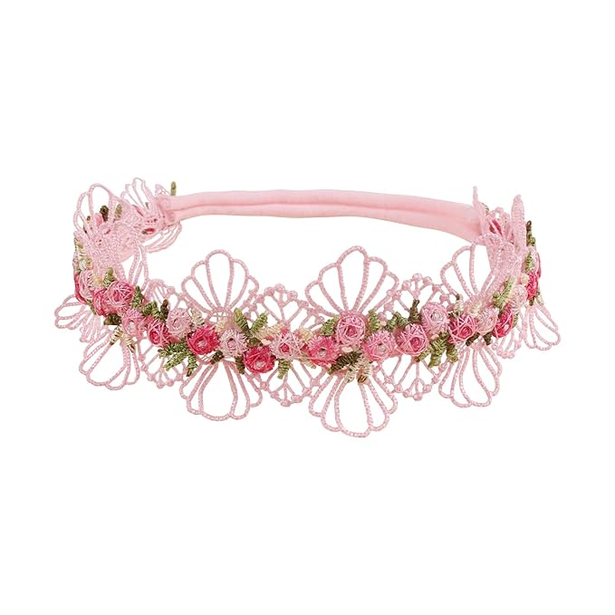 Baby Girl Flower Hair Bows Nylon Headbands, 6PCS Stretchy Soft Floral Hairbands Crown, Handmade Hair Accessories for Newborn Infant Toddler