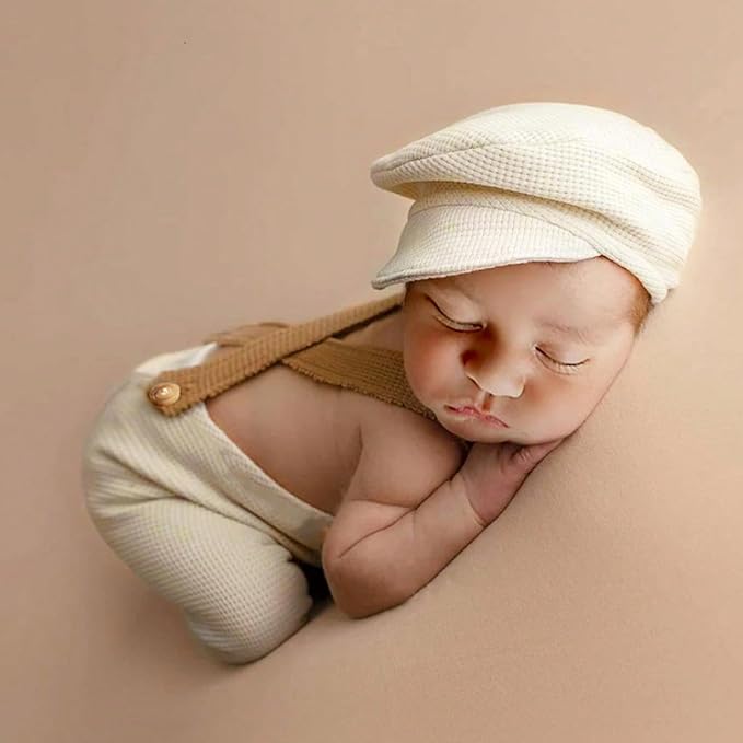 Holibeat Newborn Boy Photography Props Baby Boy Photo Shoot Outfits Infant Gentleman Romper Suits with Hat