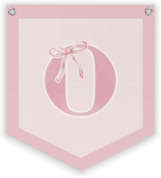 Lacama Initial Personalized Preppy Banner, Baby Girl Nursery Shower Decor Gifts, Coquette Pink Bow Teen Girl Gifts, Vintage Room Decor Toddler Room Bedroom Playroom Front Door Birthday Gift(O)
