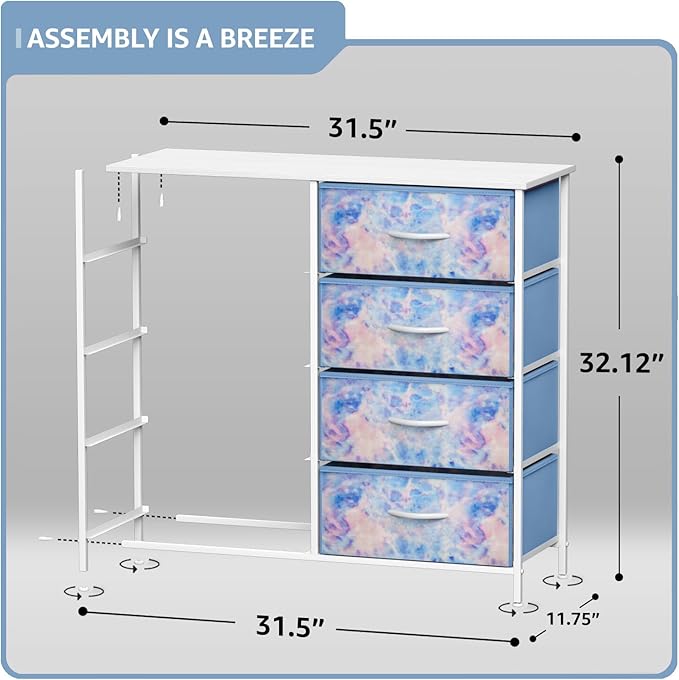 Sorbus Dresser with 8 Drawers - Furniture Storage Chest Tower Unit for Bedroom, Hallway, Closet, Office Organization - Steel Frame, Wood Top, Easy Pull Fabric Bins (8-Drawer, Blue)