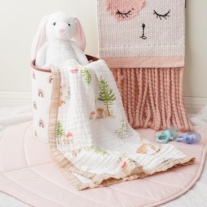 BATTILO PTY 6 Layer Muslin Baby Blankets, Nursery Blankets for Boys Girls, Swaddle Blankets Babt Blanket Neutral Soft Lightweight Toddler and Kids Throw Blanket(Sika Deer)