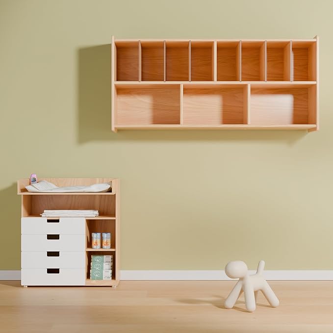 Wall-Mounted Large Diaper Storage Organizer for Daycares, 11.8" D x 45" W x 21" H