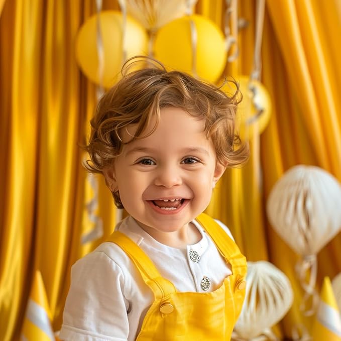 10x10ft Wedding Curtains Bright Yellow Wedding Backdrop for Ceremony Prom Stage Backdrop Satin Fabric Curtain Drapes Curtains Panels with Rod Pockets W5' x H10'2 Panels YUNBSDJ077