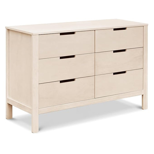 Carter's by Colby 6-Drawer Baby Dresser for Bedroom - Kids Dresser for Boys & Girls - Double Chest of Drawers for Nursery - Versatile Wooden Dresser for Living Room & Hallway - Washed Natural