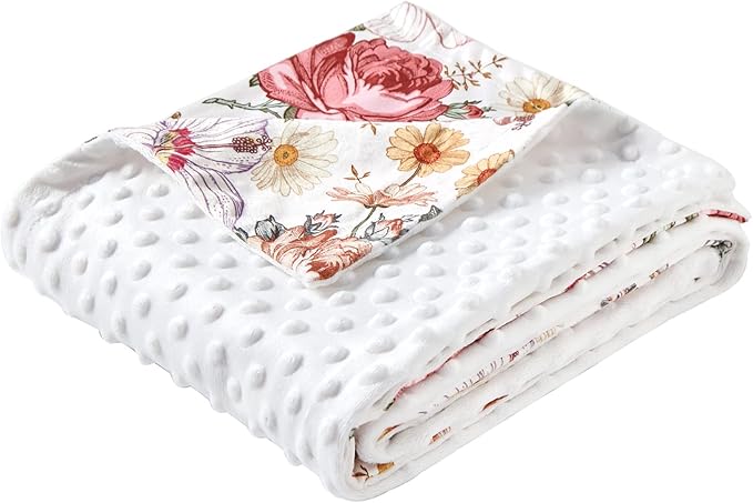 iEvolve Baby Nursery Bed Blankets Ultra Soft Double Layer Mini Blanket Minky Blanket Receiving Blankets Shower Gifts(30"*40",Blossom)