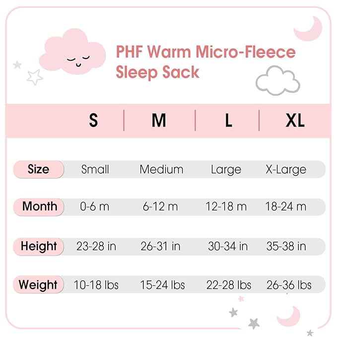 PHF 3 Pack Warm Micro-Fleece Baby Sleep Sack 6-12 Months, Soft Baby Wearable Blanket, 2-Way Zipper Sleeping Bags, Comfy Toddler Sleeping Sack for Girls, Medium Size, Clouds