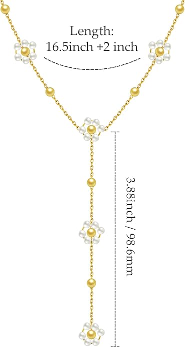 SmileBelle Pearl Necklaces for Women, Daisy Pearl Choker as Christmas Stocking Stuffers for Teens, Silver Daisy Pearls Jewelry Trendy Stuff Birthday Gifts 3 Pearls White Necklace as Wedding Jewelry