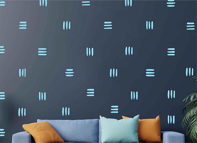 120pcs Modern Line Wall Stickers Boho Nursery Kids Living Room Scandinavian Home Décor Self-Adhesive Murals Vinyo DIY Gift YT5037 (Blue)