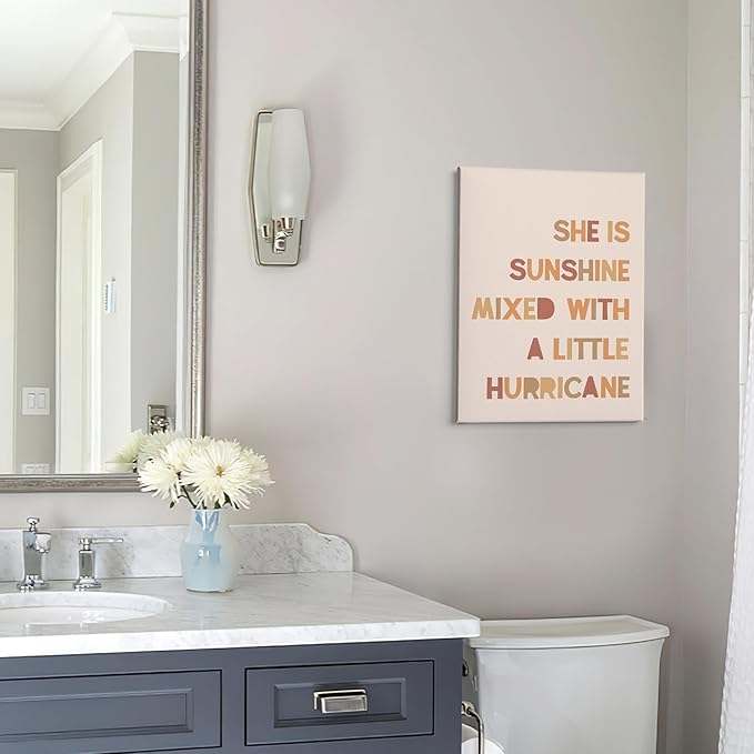 PHAMTE Girls Bedroom Wall Decor,She is Sunshine Mixed with a Little Hurricane Girls Room Wall Art,Sunshine Print Framed Canvas Painting Artwork for Room Bedroom Home Nursery Playroom（11x14 Inch）（Fleshcolor）