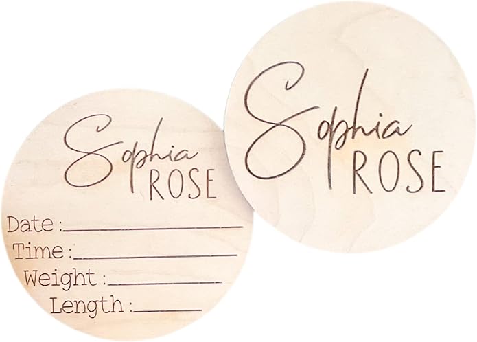 Personalized Newborn Announcement Sign for Hospital - Single/Double Sided - Wooden Birth Announcement Sign - Name Baby Announcement Sign Customized Gender Neutral