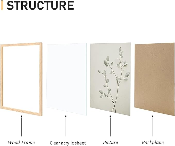 CHMMART 3 Piece Neutral Botanical Framed Wall Art Beige Floral Canvas Art Prints Minimalist Flower Pictures Wall Decor Boho Painting Artwork for Living Room Bedroom Bathroom 16x20in