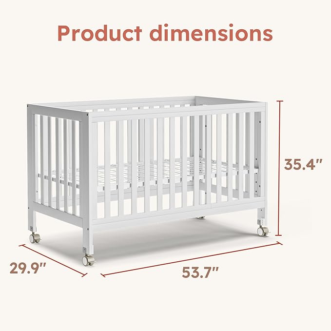 MAMAZING EvoNest Baby Crib, 11 in 1 Convertible Mini Crib with Wheels, 100% New Zealand Wood Growing Bed, 4 Adjustable Mattress Height, White