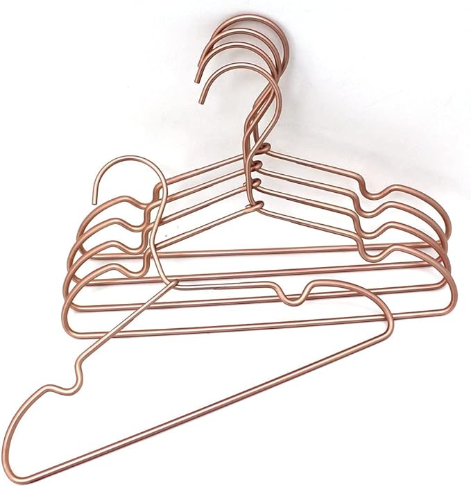 New Born Clothes Hangers Non Slip 12.5“ Rose Gold Copper Wire Children Coat Suit Metal Hanger, 60 Pack Baby Closet Dividers for Nursery Pants Display Organizer for Infant Clothing