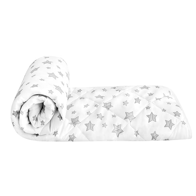 Baby Blanket for Boys and Girls, Soft Cozy Toddler Comforter Quilted with White Star Print, Ultra Soft and Comfortable Down Alternative Crib Comforter, 39x47 Inches