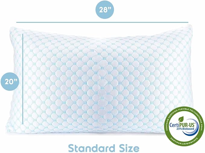 Nestl Cooling Pillow for Sleeping 2 Pack, Luxury Shredded Memory Foam Pillows Standard Size Set of 2, Adjustable Cold Gel Pillows for Hot Sleepers Supportive Cool Pillow for Side Back Stomach Sleepers