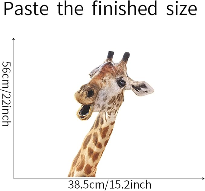 ROFARSO Lifelike Cute Lovely Giraffe Animal Wall Stickers Removable Wall Decals Peel and Stick Wall Art Decorations Home Decor for Kid Nursery Baby Bedroom Living Room Playing Room Murals
