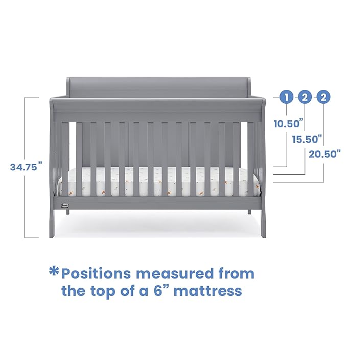 Delta Children Simmons Kids Carter 6-in-1 Convertible Crib - Greenguard Gold Certified, Grey