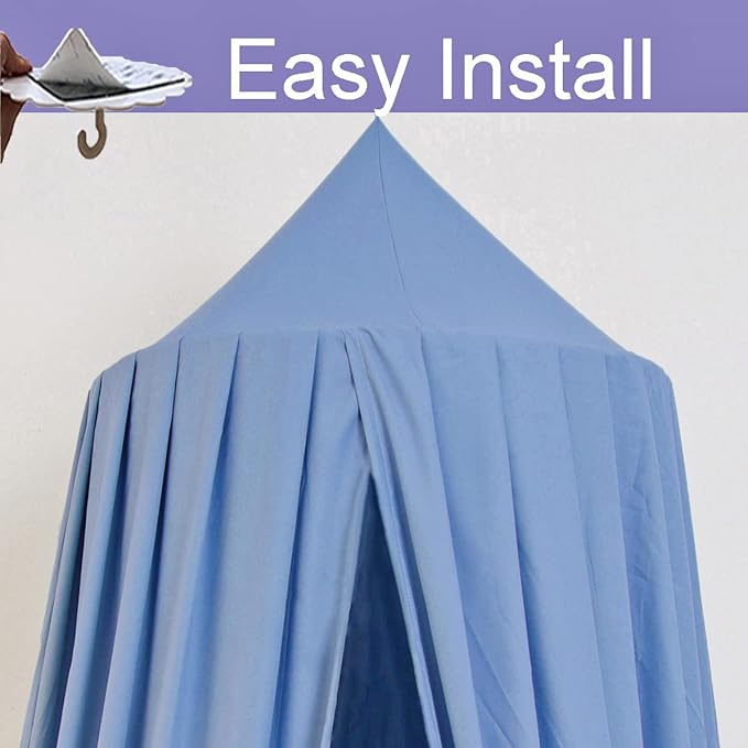 Kids Bed Canopy for Crib & Nursery - Hanging Canopy Blocking Light - Reading Canopy (Fog Blue)