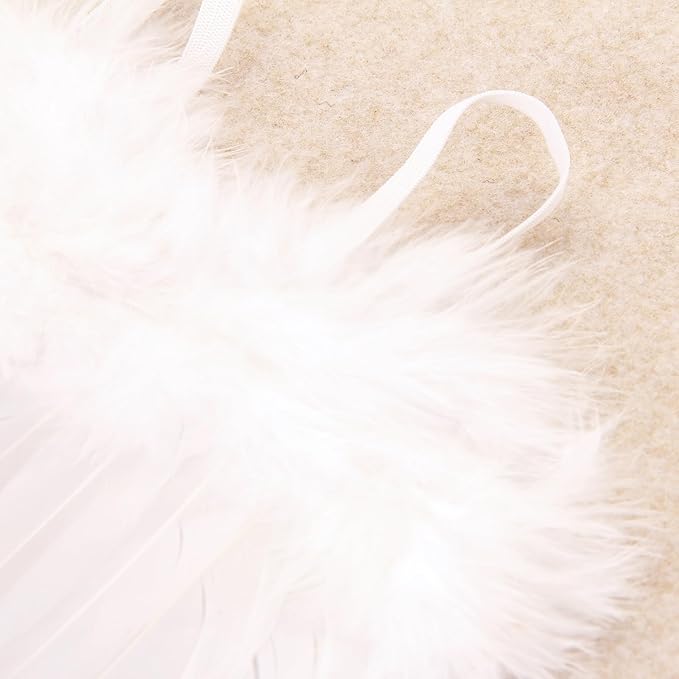 Nishine 2 PACK White Newborn Fuzzy Feather Angel Wings + Headband Set for Baby Cosplay Girls Costume Photography