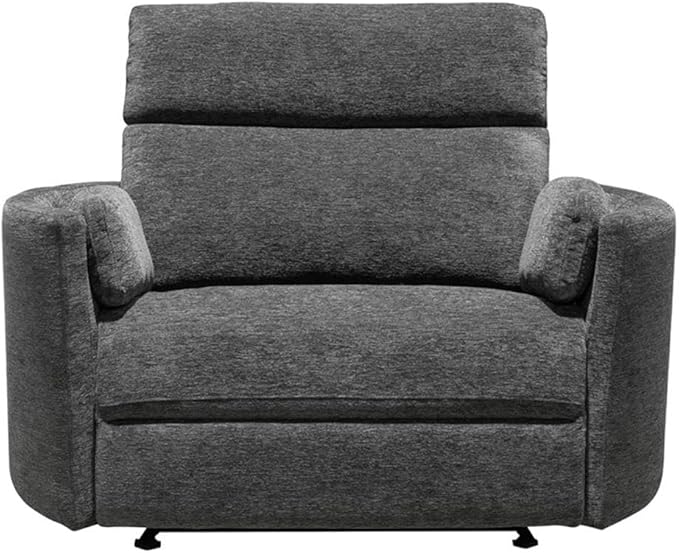 Pemberly Row XL Mediterranean Extra Wide Power Glider Recliner (Two Pack) in Charcoal with USB Charging Ports and 2 Comfort Pillows for Living Room