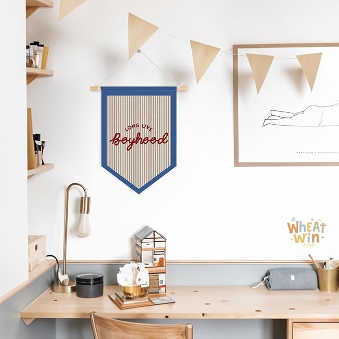 Wheatwin Long Live Boyhood Pennant Flag Banner, Boys Room Decor, Vintage Playroom Wall Decor for Kids Boys Toddler Nursery Bedroom Playroom 15x11 Inch