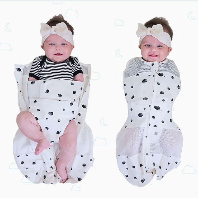 Happiest Baby Sleepea 5-Second Swaddle - 100% Organic Cotton Baby Swaddle Blanket - Doctor Designed Promotes Healthy Hip Development (Rose Stars, Large)