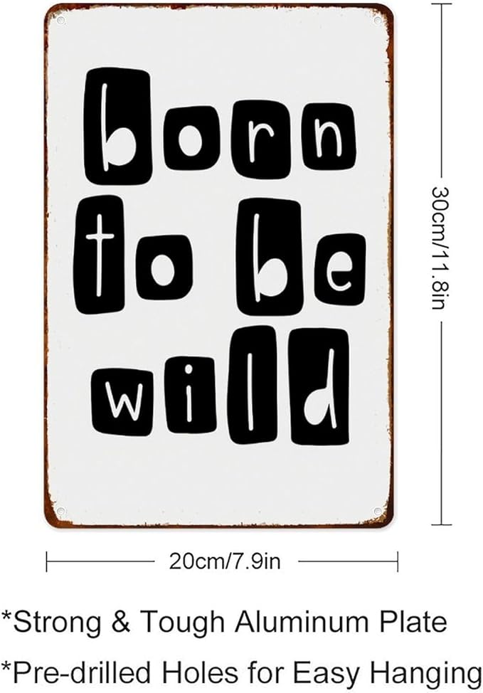 Born To Be Wild Safari Nursery Wall Decor Wild One Playroom Aluminum Tin Signs Nursery Metal Posters for Living Room Classroom Bedroom Bathroom Decoration 8x12inch