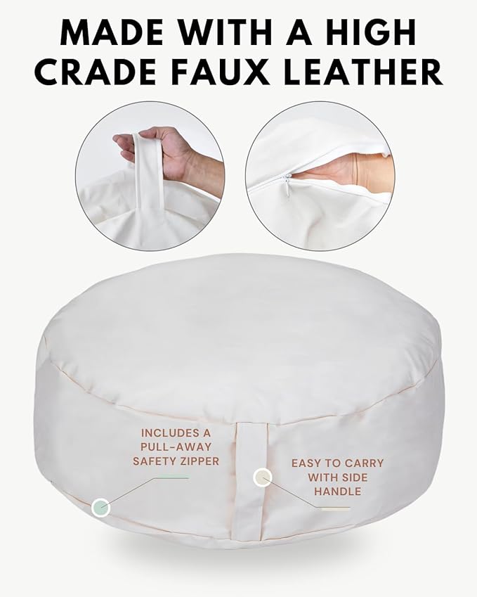 Travel Size Newborn Photography Beanbag 32in| Bean Filling Not Included | Professional Faux Leather Poser | Baby Photo Prop & Pose Pillow Shapable - Newborn Photography Props