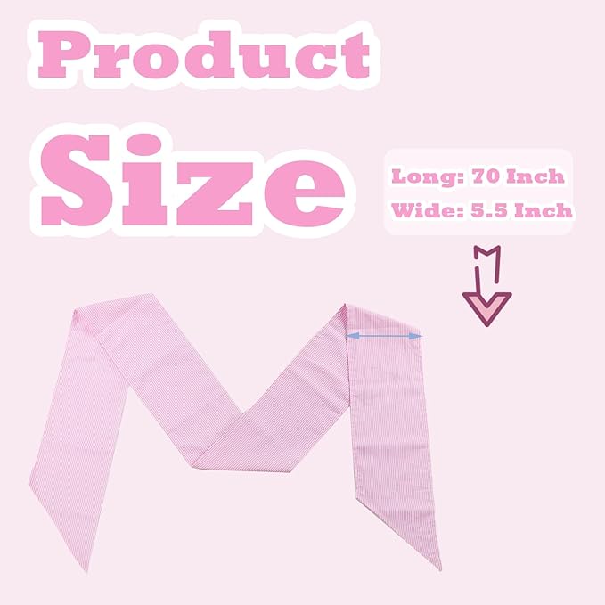 Newborn Swaddle Sash, Soft Cotton Bow Decorative Strap for Swaddles, Adorable Maternity Bow Sash, 70x5.5 Inch, Pink Stripes