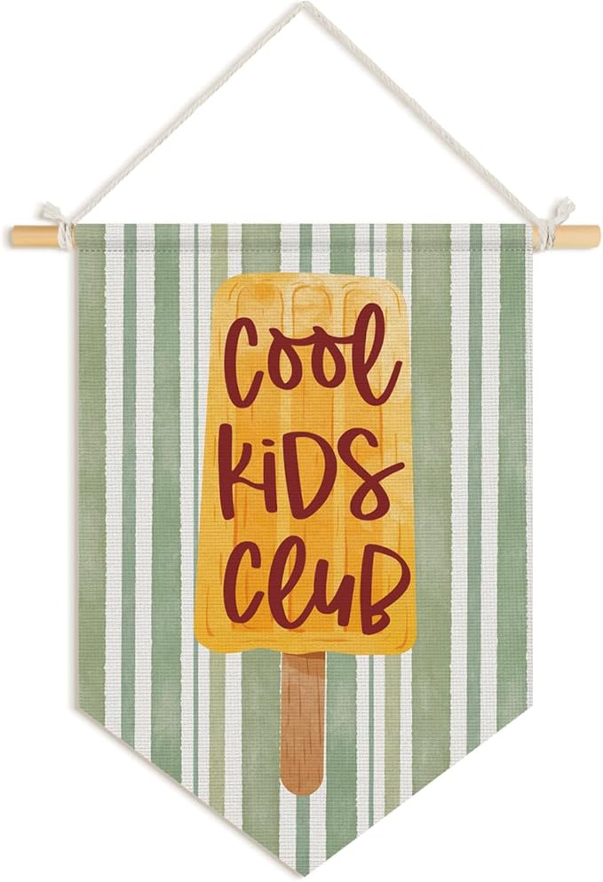 Cool Kids Club Banner - Playroom Decor, Play Room Decor, Hanging Flag Pennant Banner Wall Decor Gifts for Classroom Nursery Homeschool Boys Girls Room 15x11 Inch