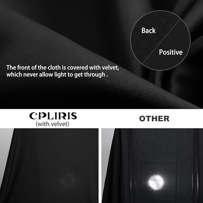 10x8ft Black Backdrop Background for Photography, High Density Polyester Fabric Photo Backdrop Curtain for Portrait Photoshoot, Party and Video