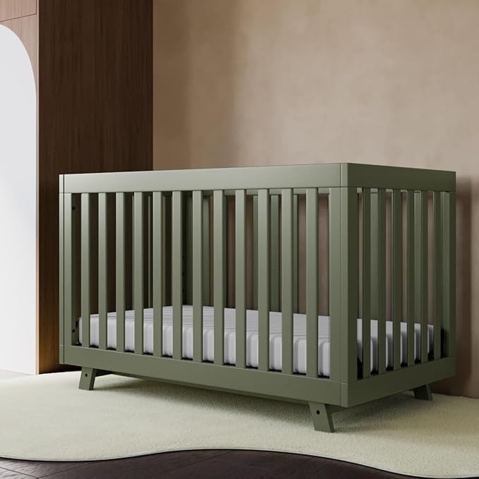 Storkcraft Beckett 3-in-1 Convertible Crib (Olive) – GREENGUARD Gold Certified, Fits Standard Crib Mattress, Converts to Toddler Bed and Daybed, 4 Adjustable Mattress Heights, Grow-with-Me Design