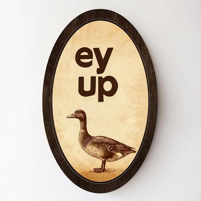 Wheatwin Vintage Mallard Duck Funny Animal Wall Art, Duck Hunting Cabin Decor, Mallard Duck Oval Wooden Wall Art Decor for Nursery Home 14.5x9