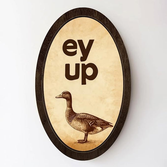Wheatwin Vintage Mallard Duck Funny Animal Wall Art, Duck Hunting Cabin Decor, Mallard Duck Oval Wooden Wall Art Decor for Nursery Home 14.5x9