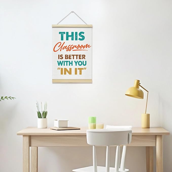 TRKAE Motivational Classroom Canvas Poster Hanger Frame, This Classroom is Better with You In It Positive Wall Art for Kids, Boho Wall Decor for Nursery Preschool Playroom -036