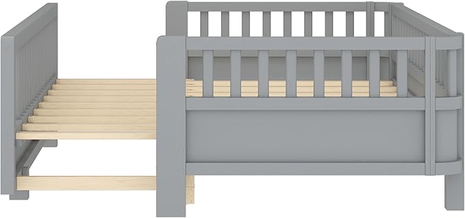Bellemave Queen Floor Bed or Twin XL Montessori Floor beds for Kids, Twin XL Can Be Converted into a Queen Platform Bed, Gray