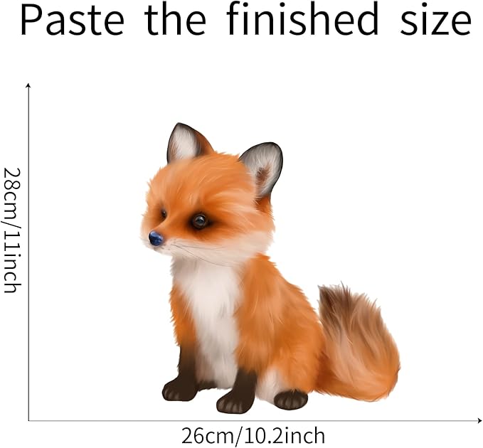 ROFARSO Lifelike Cute Lovely Little Red Fox Animal Wall Stickers Removable Wall Decals Peel and Stick Wall Art Decorations Home Decor for Kid Nursery Baby Bedroom Living Room Playing Room Murals