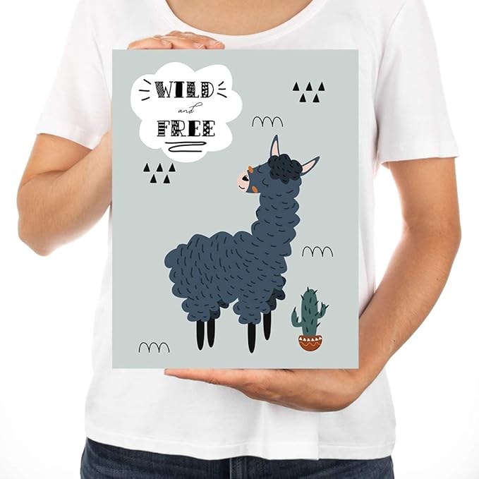 Andaz Press Nursery Kids Room Scandinavian Hello Llama Wall Art Decor Poster Prints, 8.5 x 11-inch, Scandinavian Wild And Free Llama Graphic, 1-Pack, Unframed