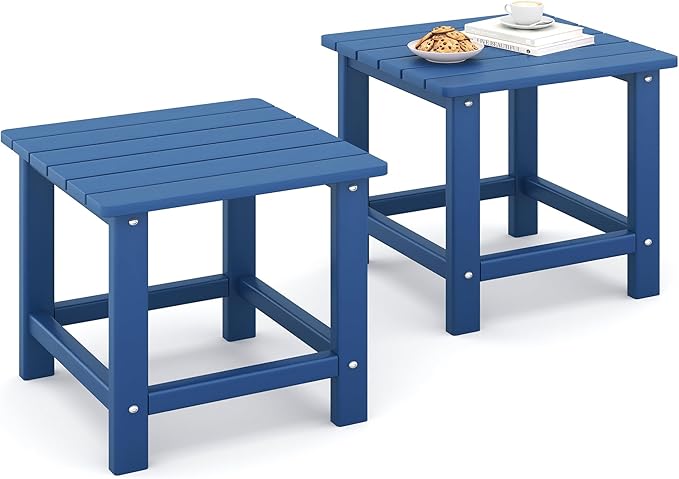 UDPATIO Outdoor Side Table for Patio, 2PCS XL Square Adirondack Table Pool Composite Patio Table, HDPE End Tables for Outside Backyard, Pool, Indoor Companion Easy Maintenance